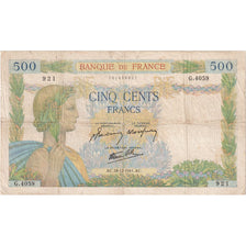 France, 500 Francs, La Paix, 1941-12-18, G.4059, VF(20-25)