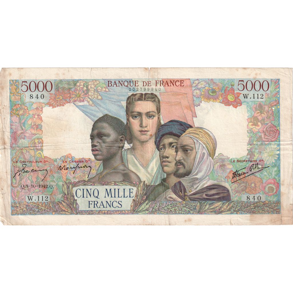 Francia, 5000 Francs, Empire Français, 1942-10-08, W.112, MB