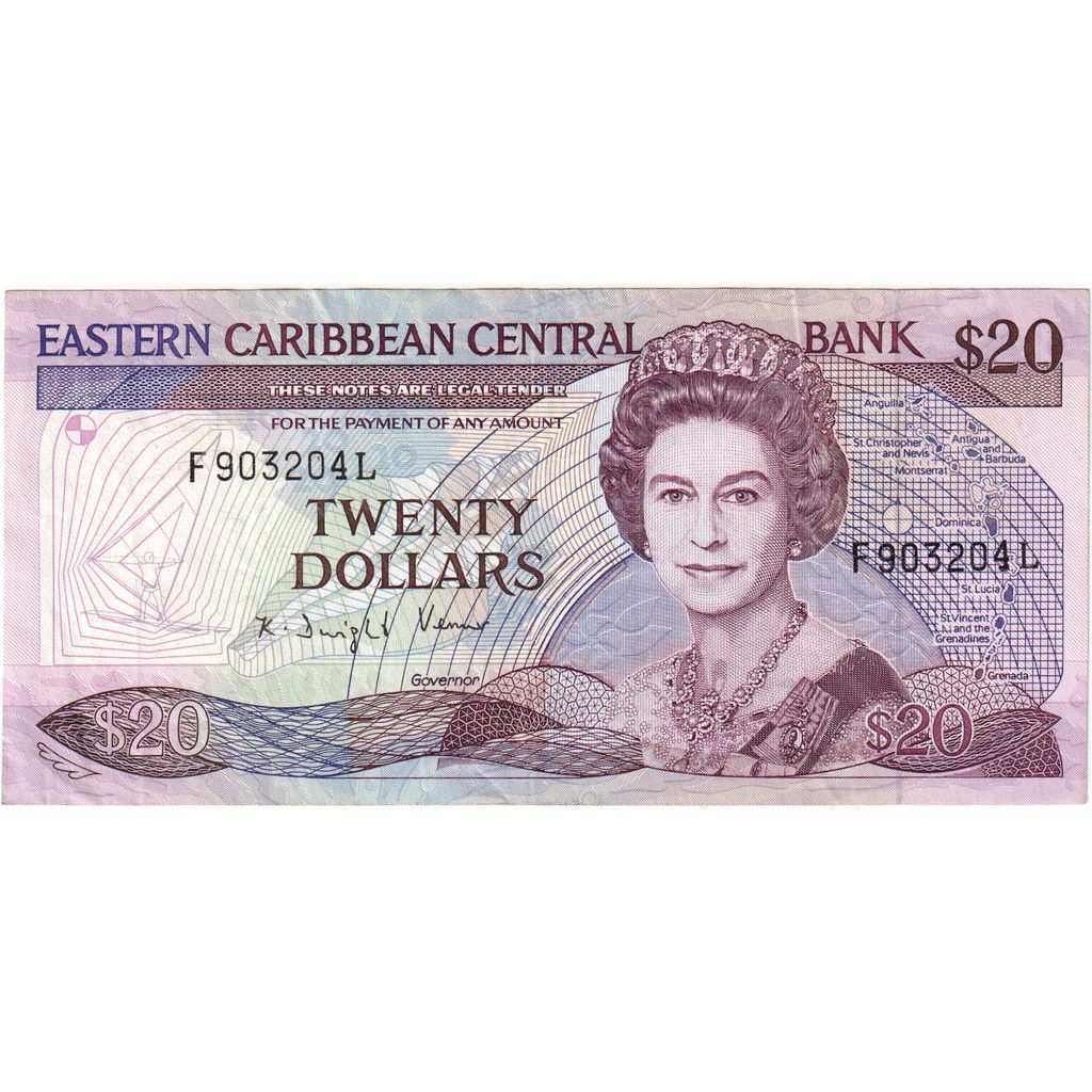 Banconote, Stati dei Caraibi Orientali, 20 Dollars, 1988-93, Undated (1988-93)