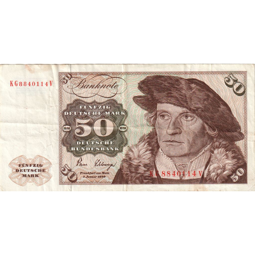 République fédérale allemande, 50 Deutsche Mark, 1980-01-02, TB