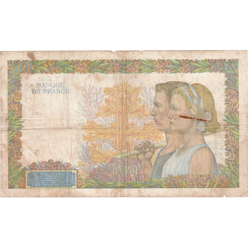 Francia, 500 Francs, La Paix, 1940-10-31, Y.1205, MB
