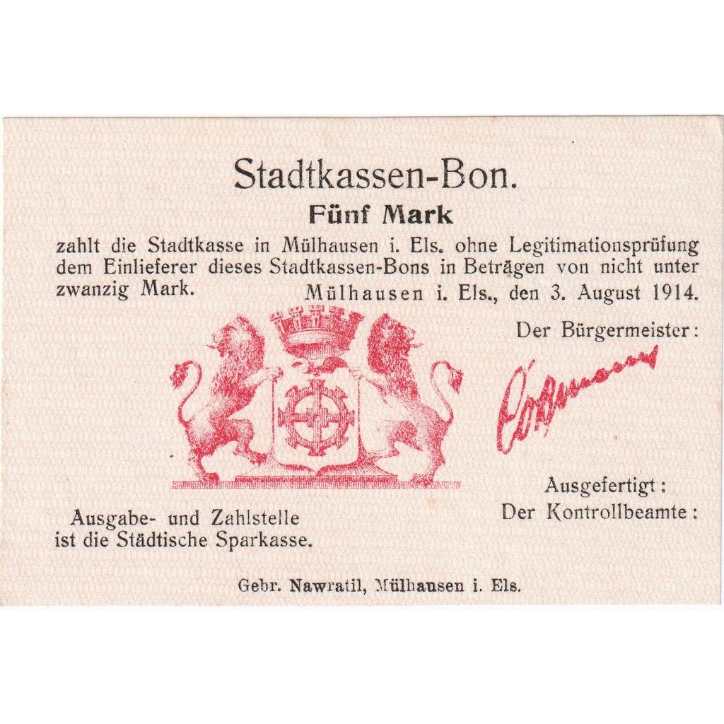 Francja, 1 Mark, 1914-08-03, UNC(63)