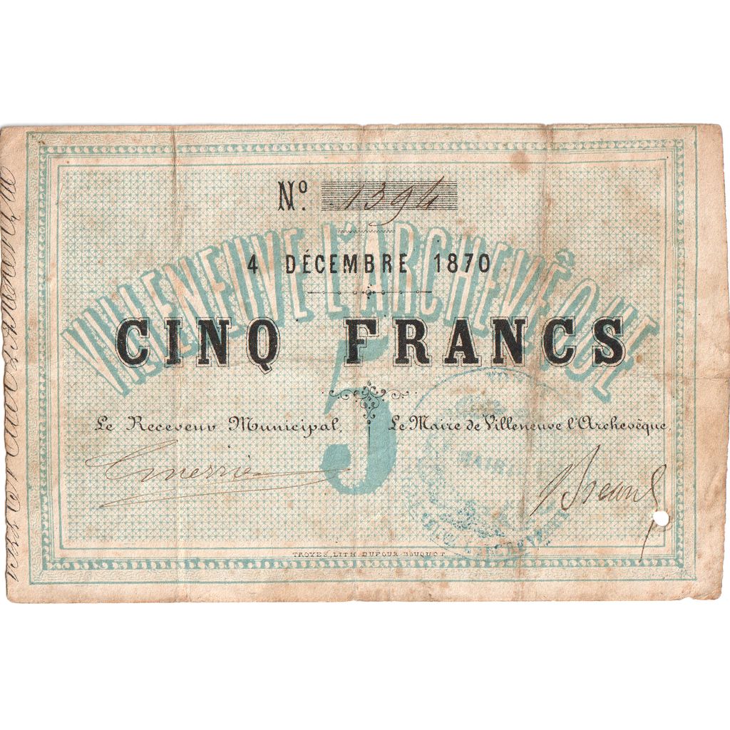 Francia, 5 Francs, 1870-12-04, MB