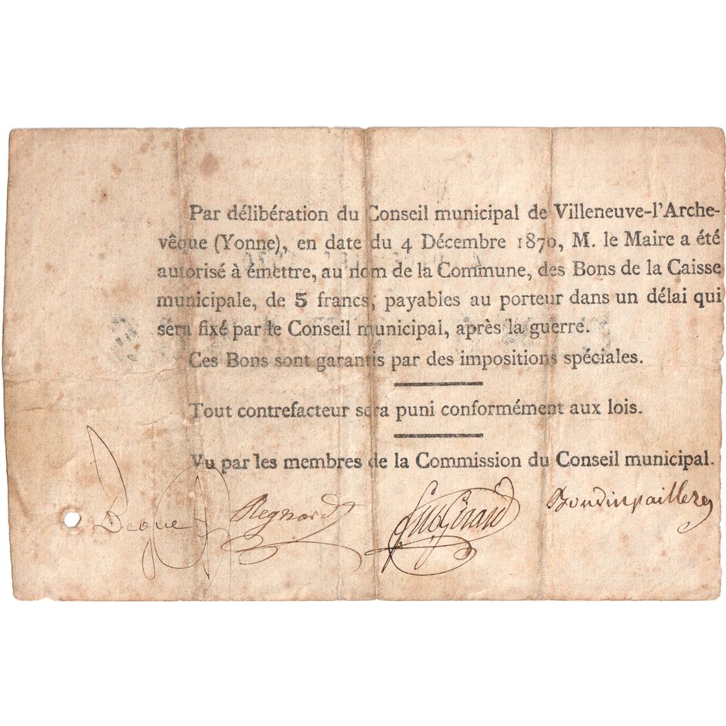 Francia, 5 Francs, 1870-12-04, MB