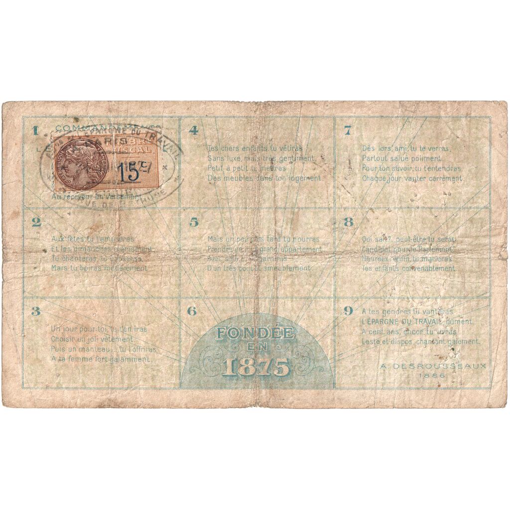 Francia, 10 Francs, L EPARGNE DU TRAVAIL, MB