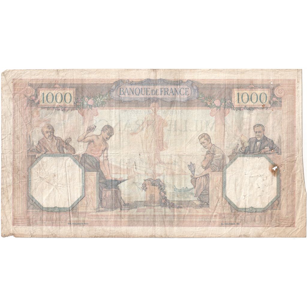 France, 1000 Francs, Cérès et Mercure, 1927-05-25, J.264, VF(20-25)