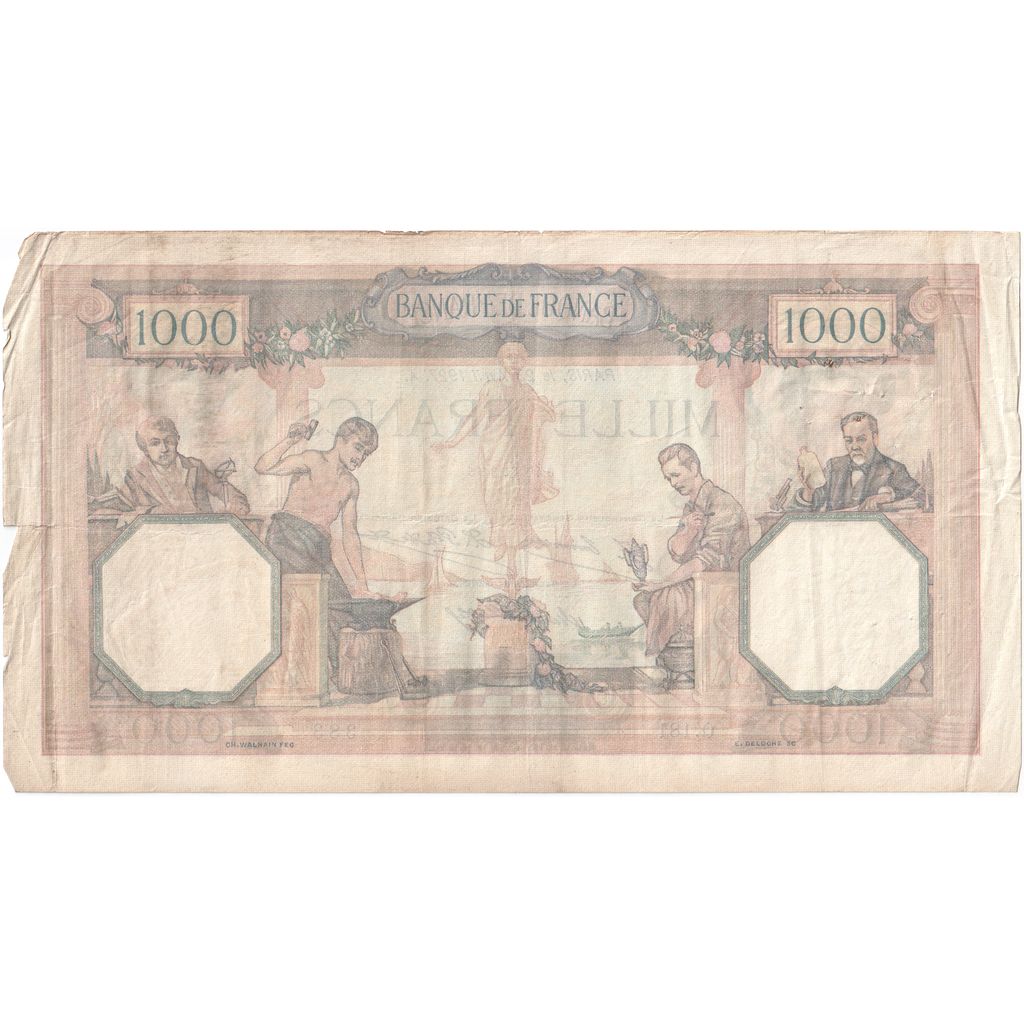 France, 1000 Francs, Cérès et Mercure, 1927-04-23, Q.181, VF(20-25)