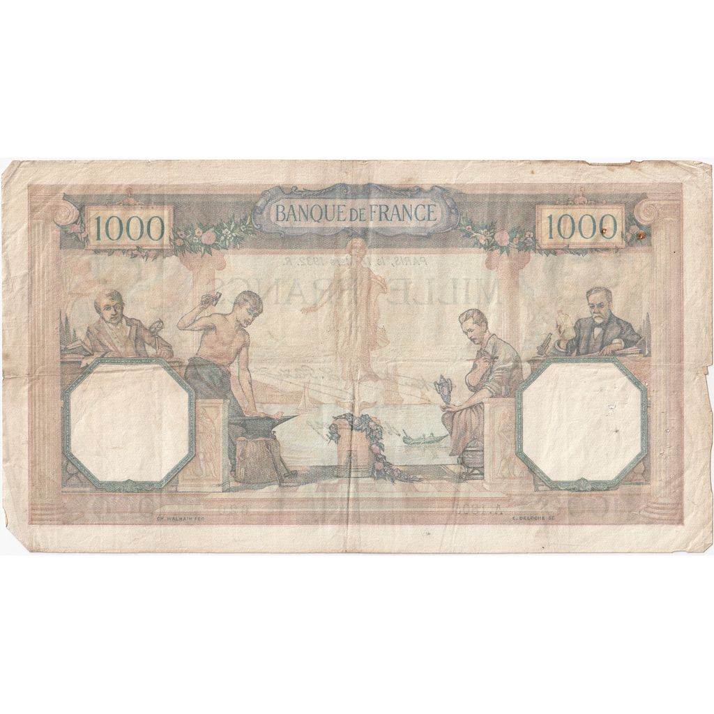 France, 1000 Francs, Cérès et Mercure, 1932-03-17, A.1805, VF(20-25)