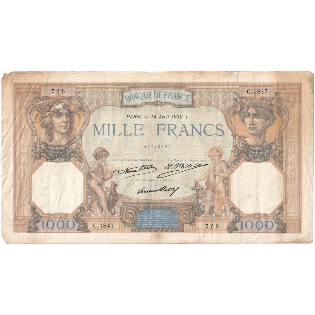 Frankrijk, 1000 Francs, Cérès et Mercure, 1932-04-14, C.1847, TB