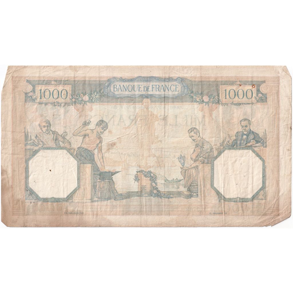 França, 1000 Francs, Cérès et Mercure, 1938-09-22, T.3769, VF(20-25)
