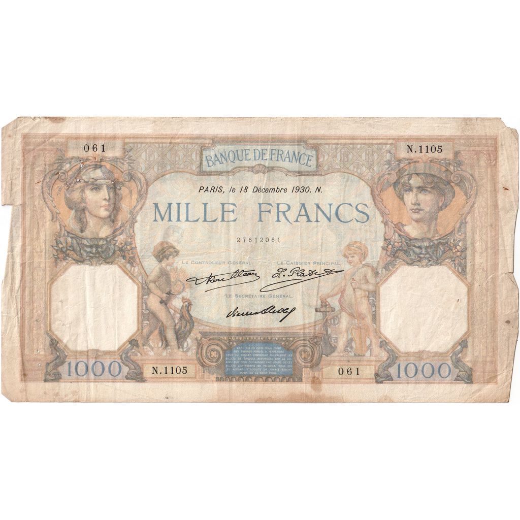 Frankrijk, 1000 Francs, Cérès et Mercure, 1930-12-18, N.1105, TB