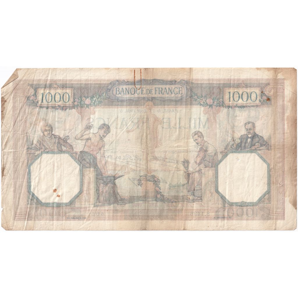 France, 1000 Francs, Cérès et Mercure, 1931-08-27, S.1496, VF(20-25)
