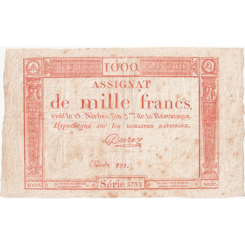 Francia, 1000 Francs, MB+