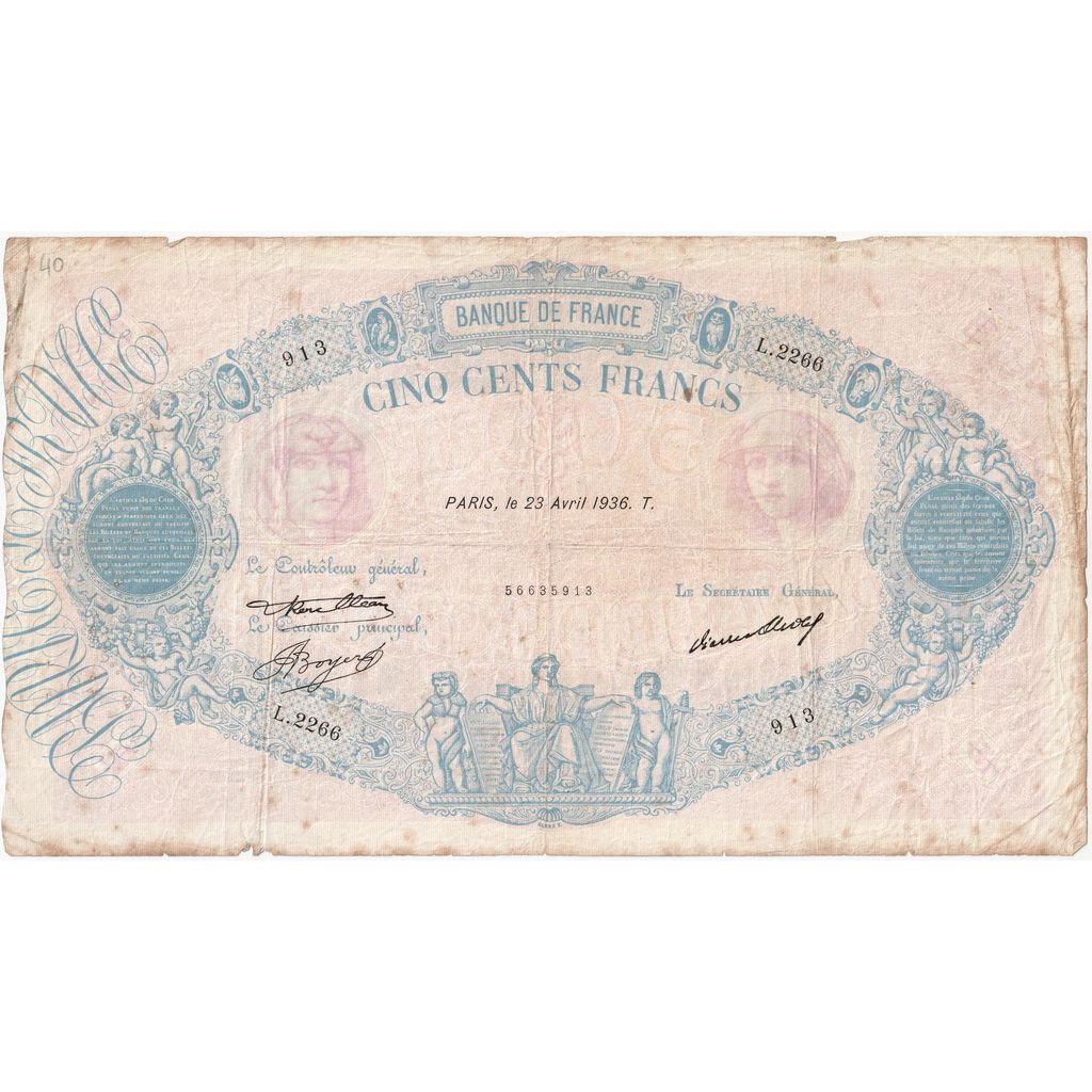Frankreich, 500 Francs, Bleu et Rose, 1936-04-23, L.2266, S