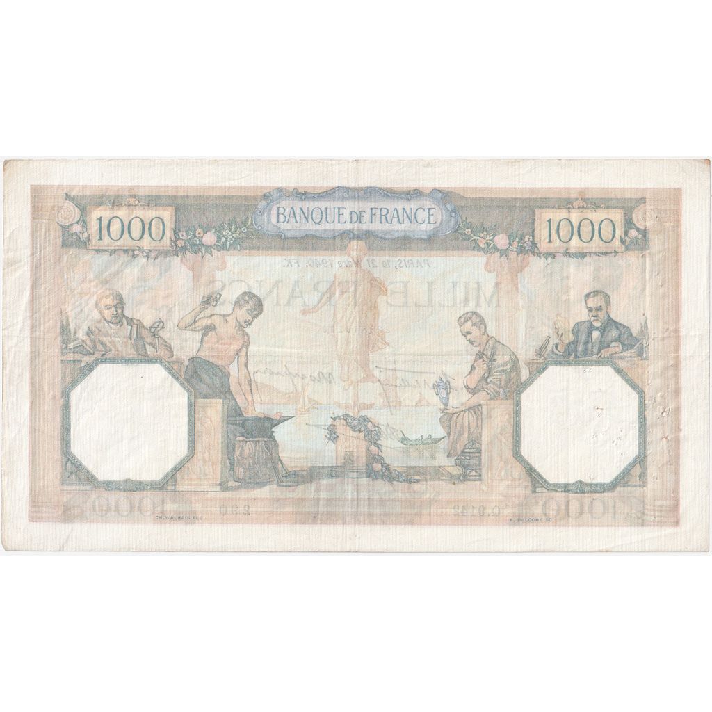 France, 1000 Francs, Cérès et Mercure, 1940-03-21, Q.9142, EF(40-45)