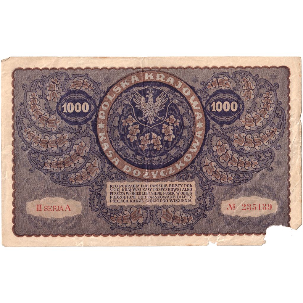 Poland, 1000 Marek, 1920-02-07, VF(20-25)