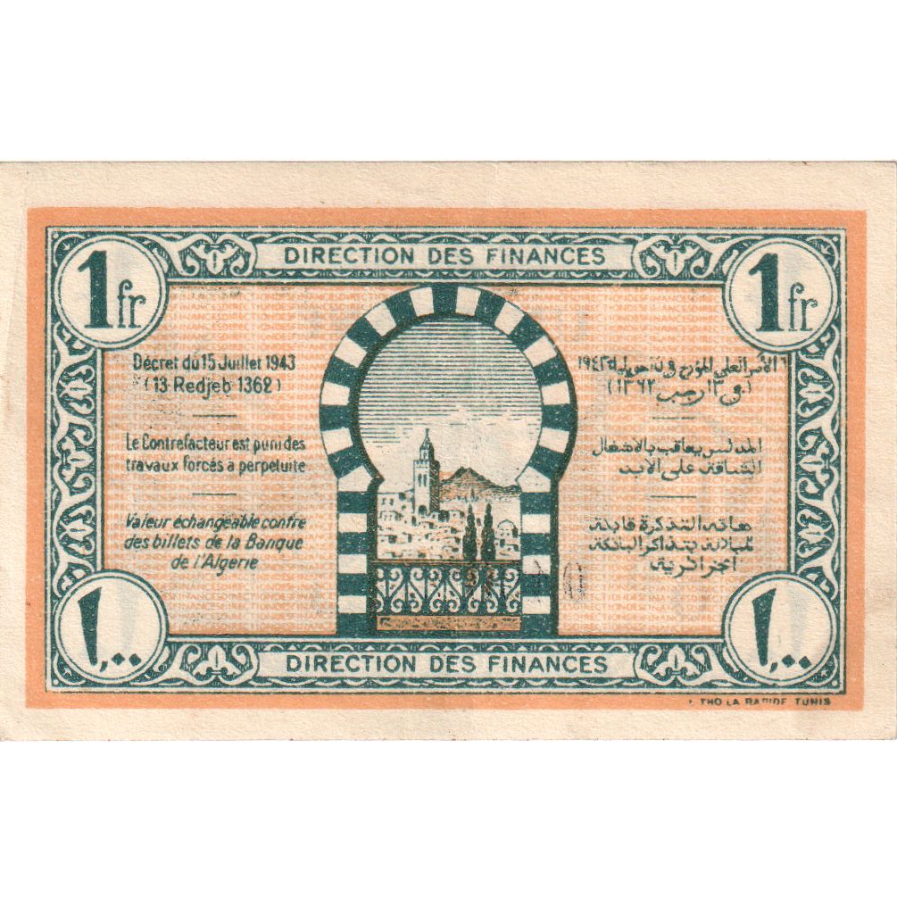 Túnez, 1 Franc, 1943-07-15, SC