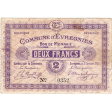 België, 2 Francs, 1915-01-11, COMMUNE D EVREGNIES, TTB