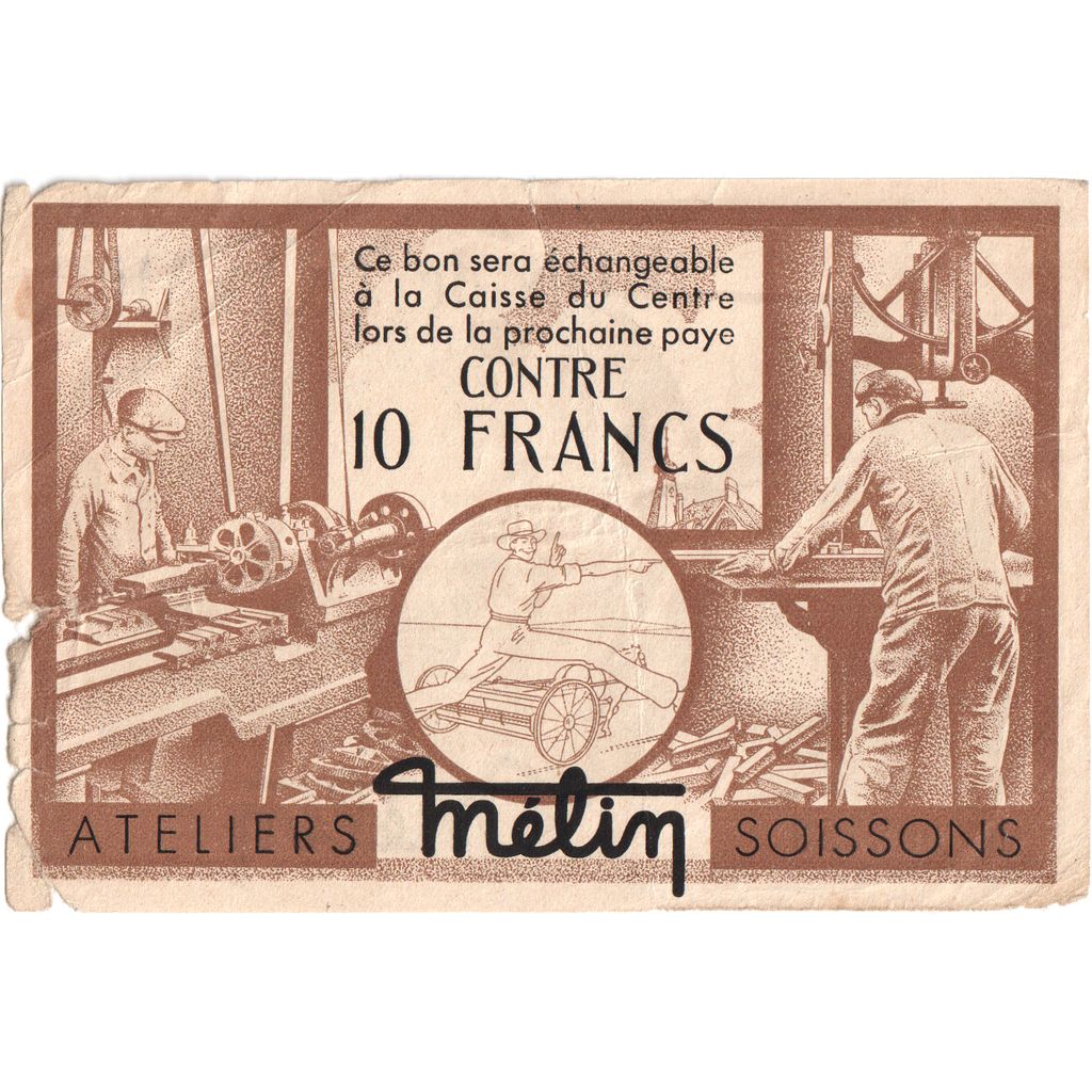 Francia, 10 Francs, BON ATELIERS DE SOISSONS, MB