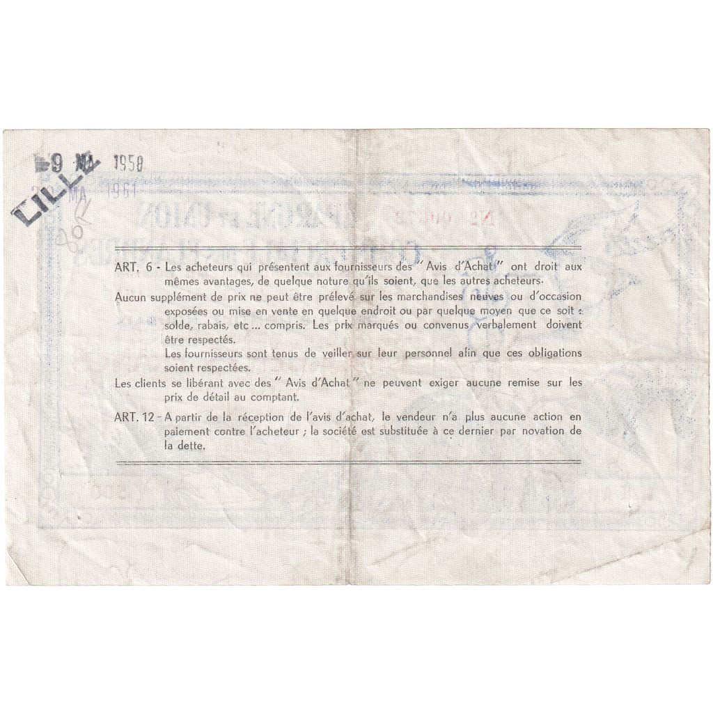 Francja, 500 Francs, SERIE A 1, EPARGNE ET UNION COMMERCIALE DES FLANDRES LILLE