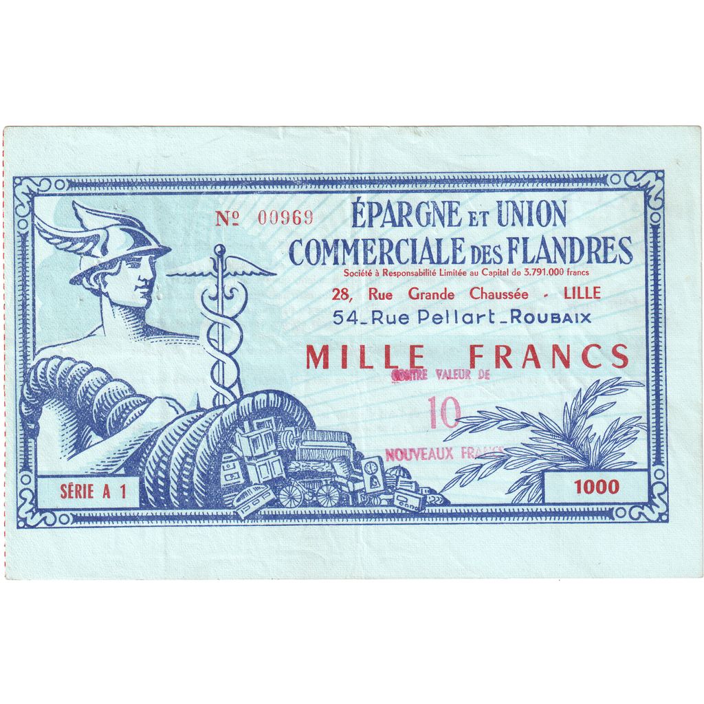Frankrijk, 1000 Francs, SERIE A 1, EPARGNE ET UNION COMMERCIALE DES FLANDRES