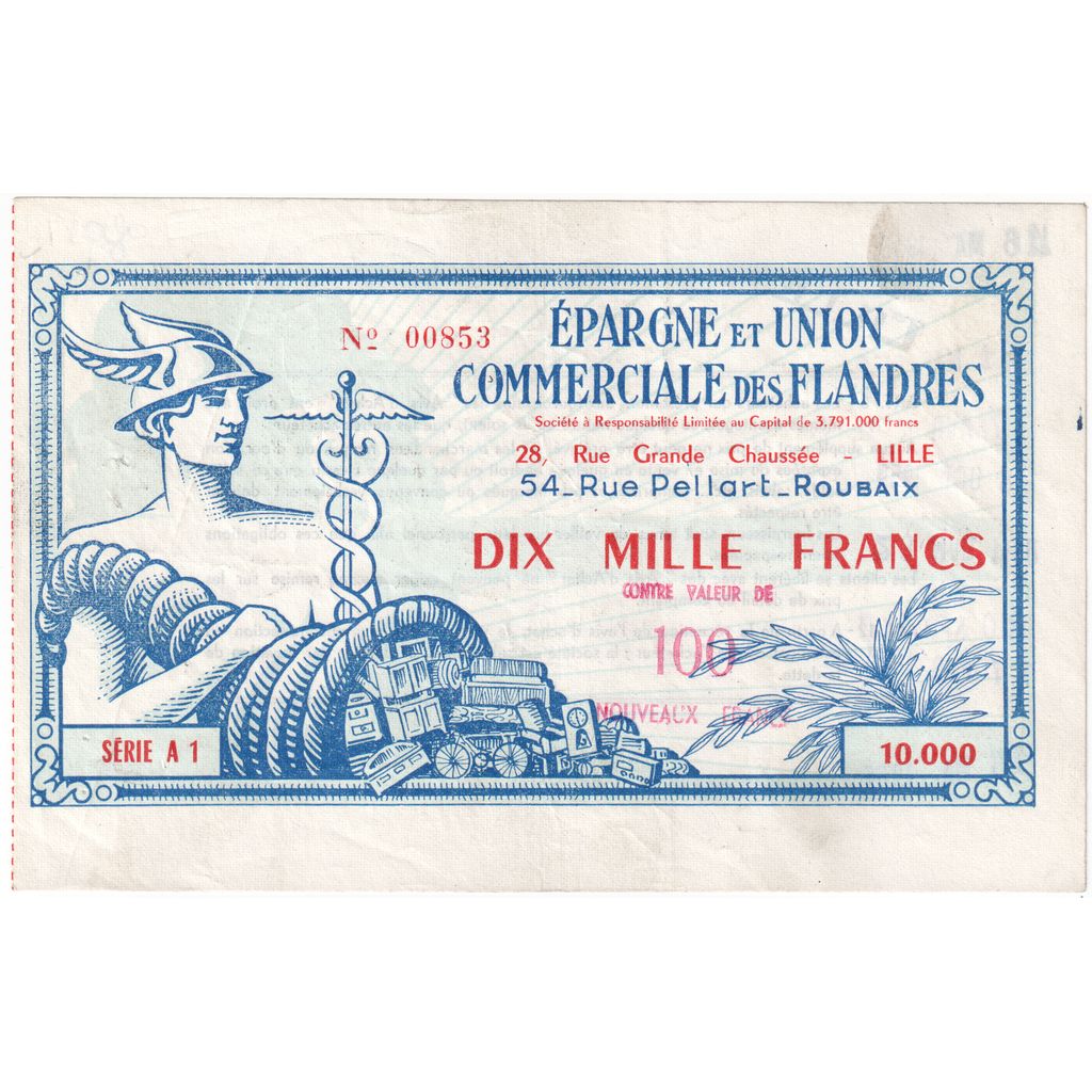 Frankreich, 10000 Francs, SERIE A 1, EPARGNE ET UNION COMMERCIALE DES FLANDRES