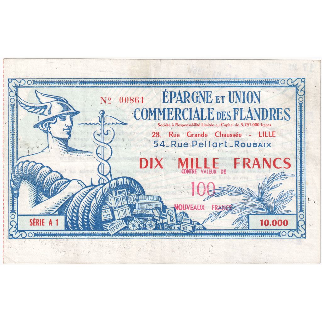Frankreich, 10000 Francs, SERIE A 1, EPARGNE ET UNION COMMERCIALE DES FLANDRES