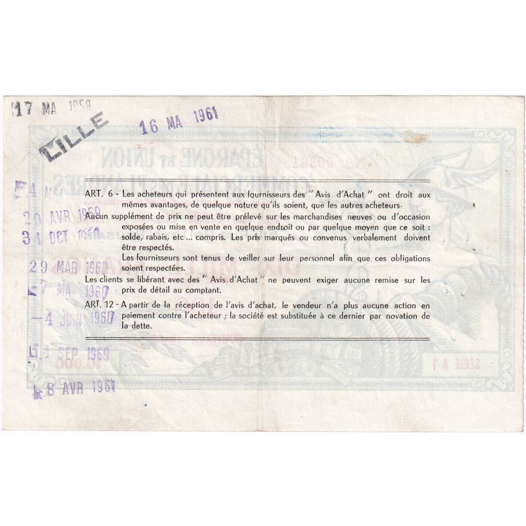 Frankreich, 10000 Francs, SERIE A 1, EPARGNE ET UNION COMMERCIALE DES FLANDRES