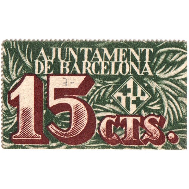 Spagna, 15 Centimes, 1939-12-31, BARCELONA, SPL