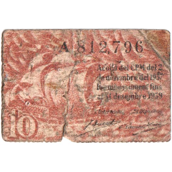 Spagna, 10 Centimes, 1939-12-31, BARCELONA, MB
