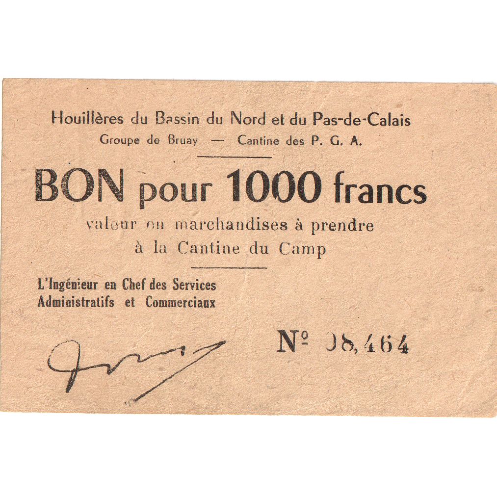 Frankrijk, 1000 Francs, BON POUR 1000 FRANCS PAS DE CALAIS, SPL
