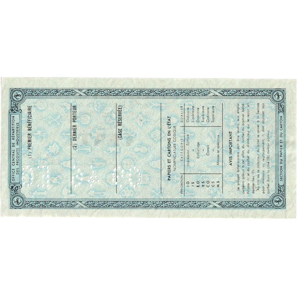 Frankrijk, Billet de 100 Kilos de Papier et de Carton, SUP