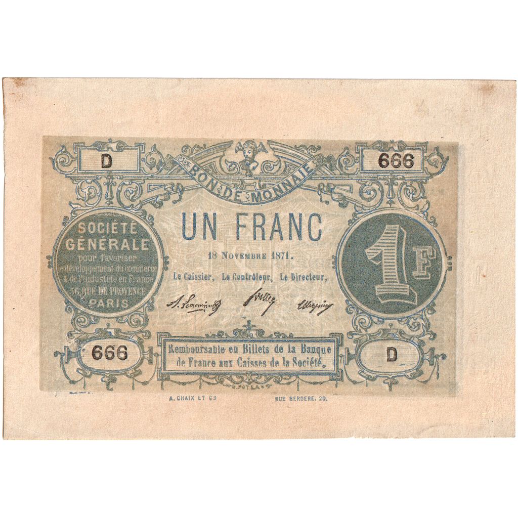 Frankreich, Paris, 1 Franc, 1871-11-18, SS
