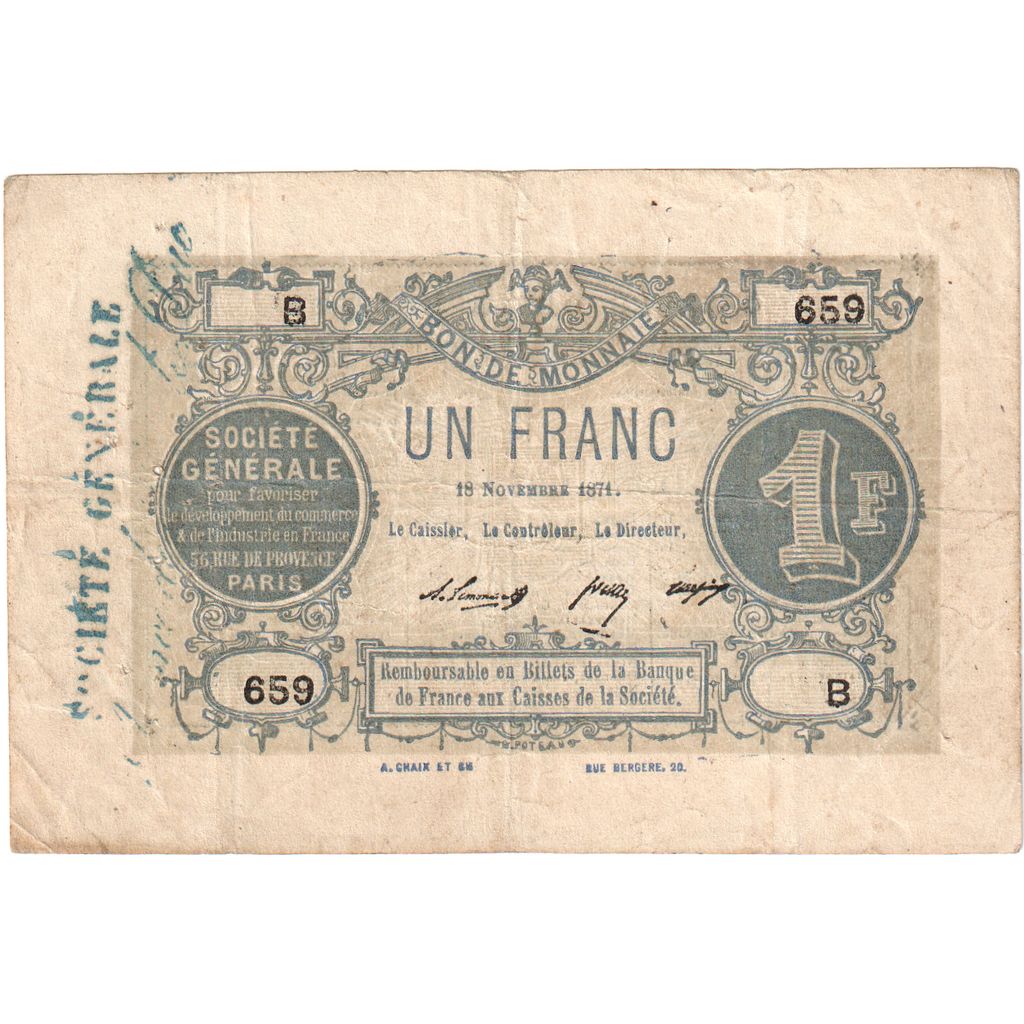 Frankreich, Paris, 1 Franc, 1871-11-18, S+