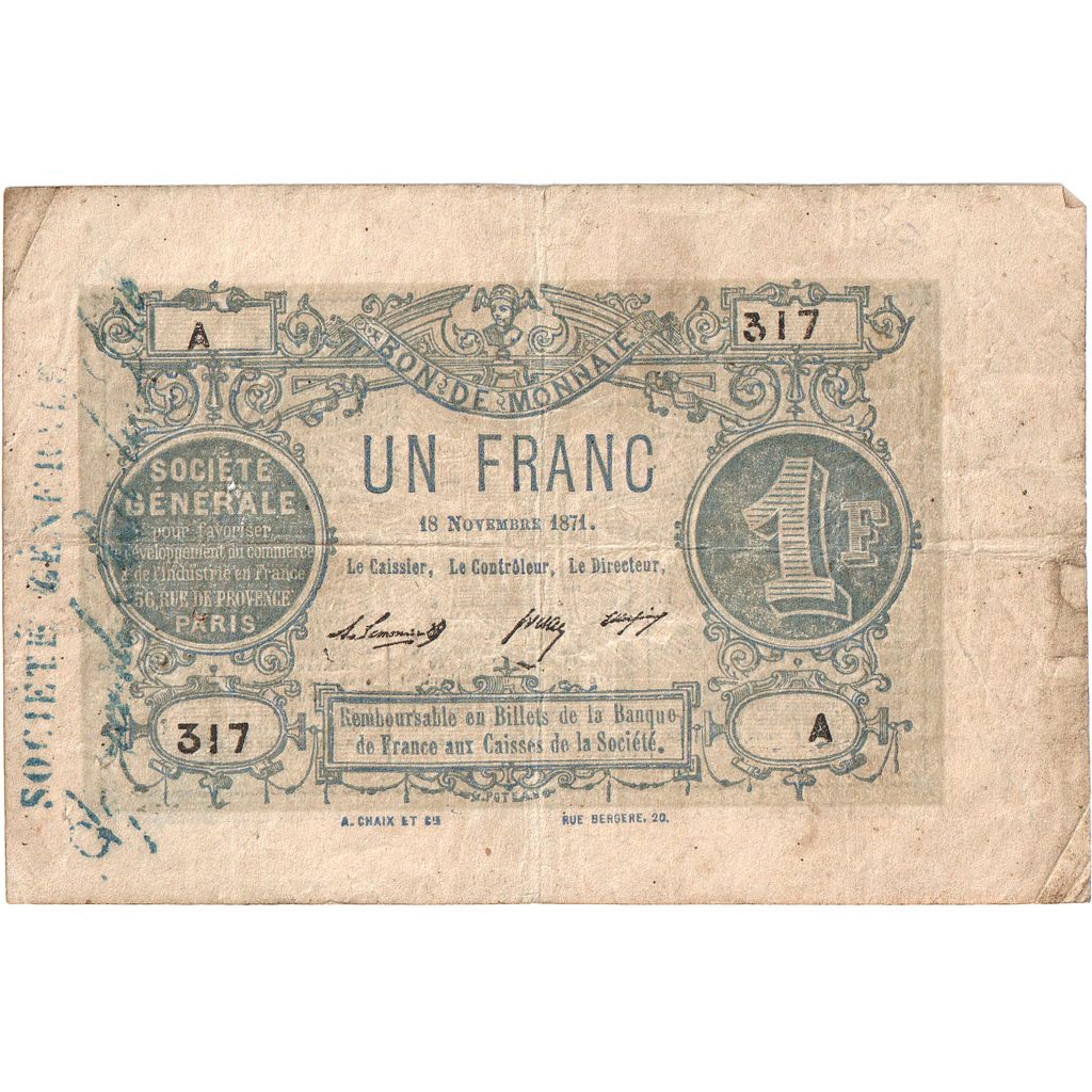 Frankreich, Paris, 1 Franc, 1871-11-18, S+