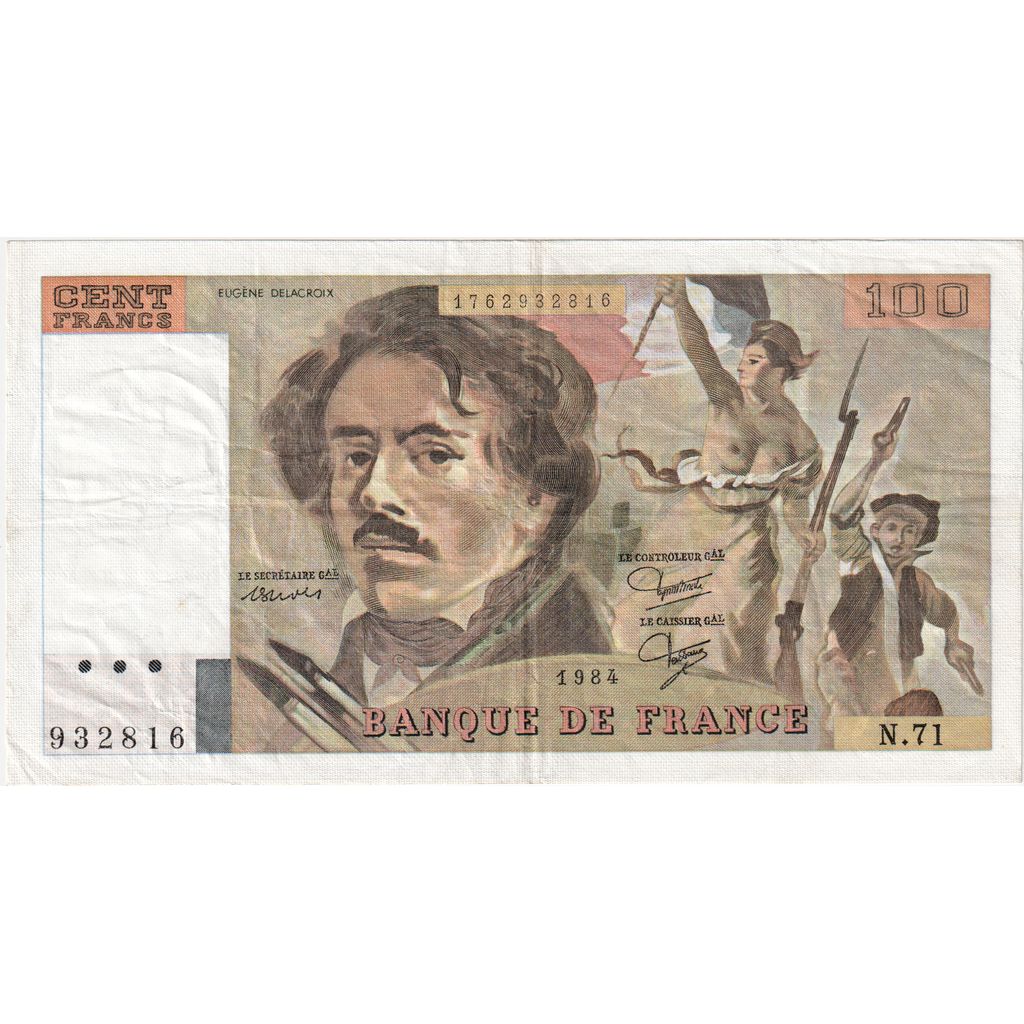 França, 100 Francs, Delacroix, N.71, EF(40-45)