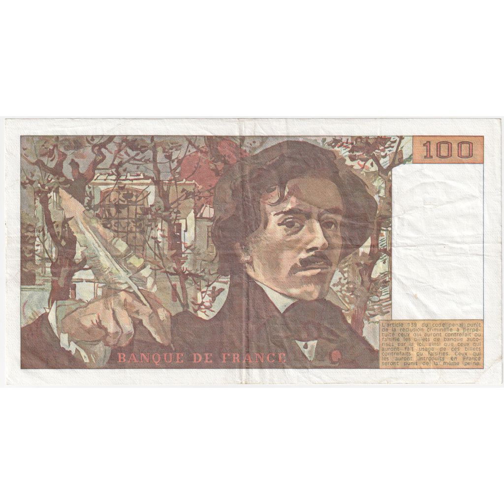 França, 100 Francs, Delacroix, N.71, EF(40-45)