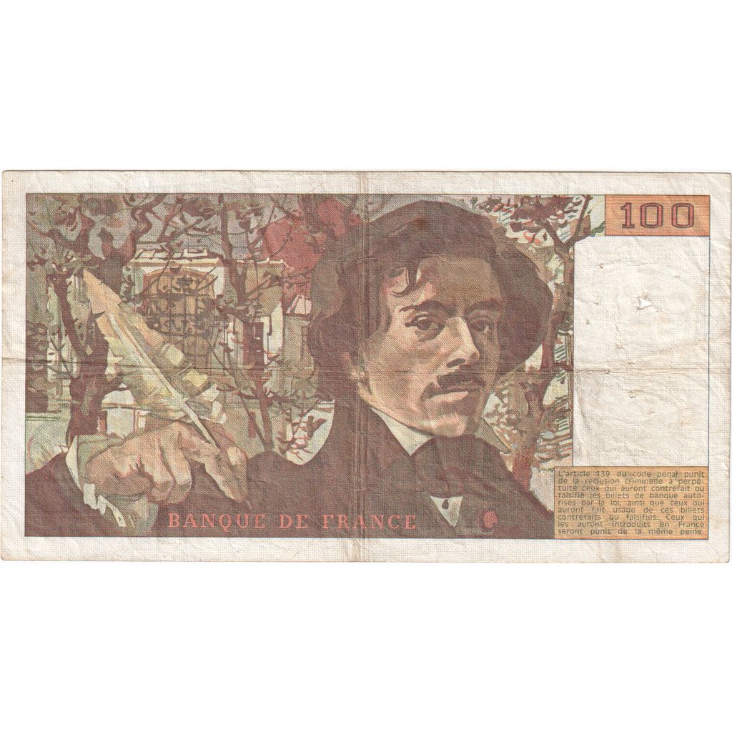 France, 100 Francs, Delacroix, V.81, VF(30-35)