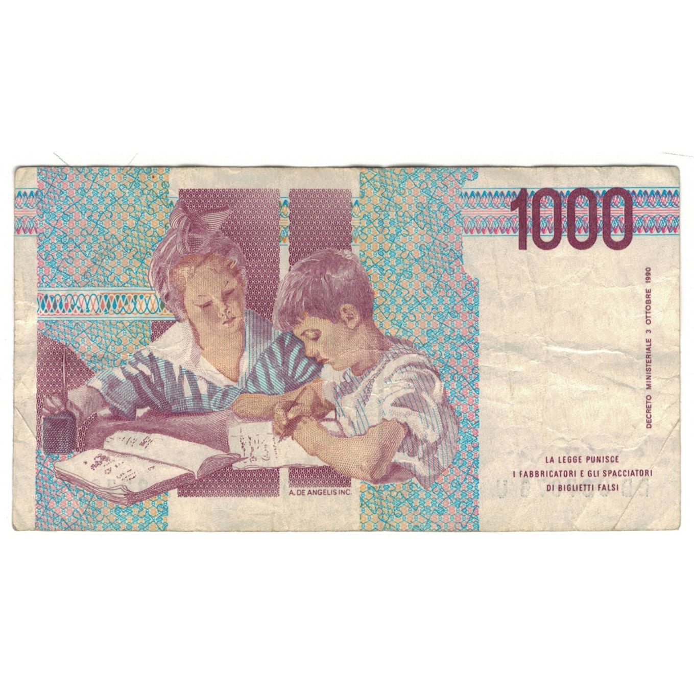 Geldschein, Italien, 1000 Lire, 1990, 1990-10-03, KM:114a, S