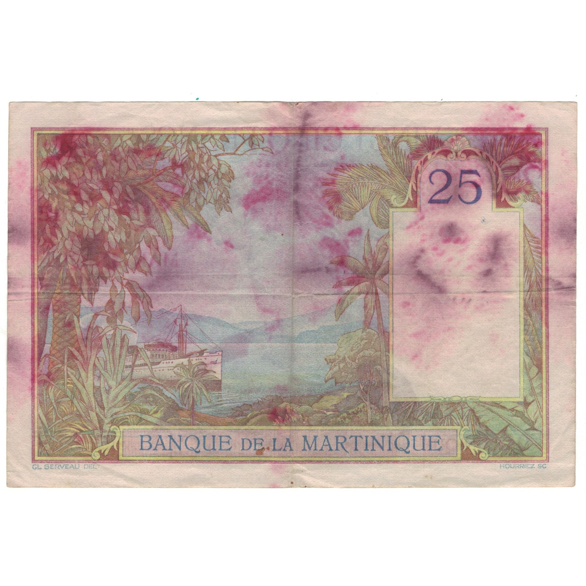 Martinique, 25 Francs, 1945, K.48, VF(20-25), KM:12