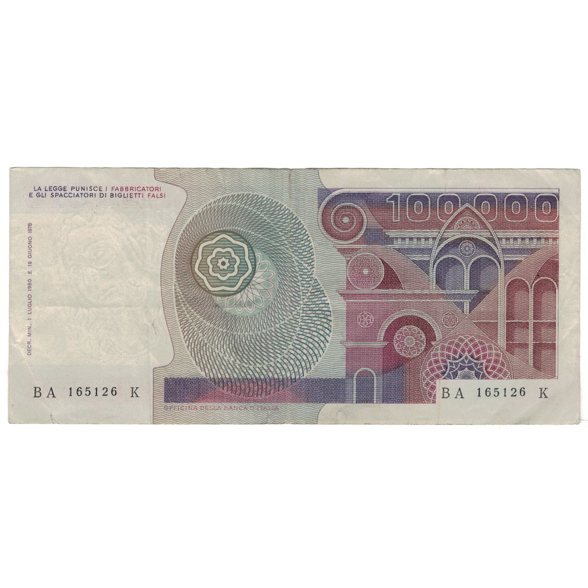 Banknot, Włochy, 100,000 Lire, 1978-1980, KM:108b, EF(40-45)