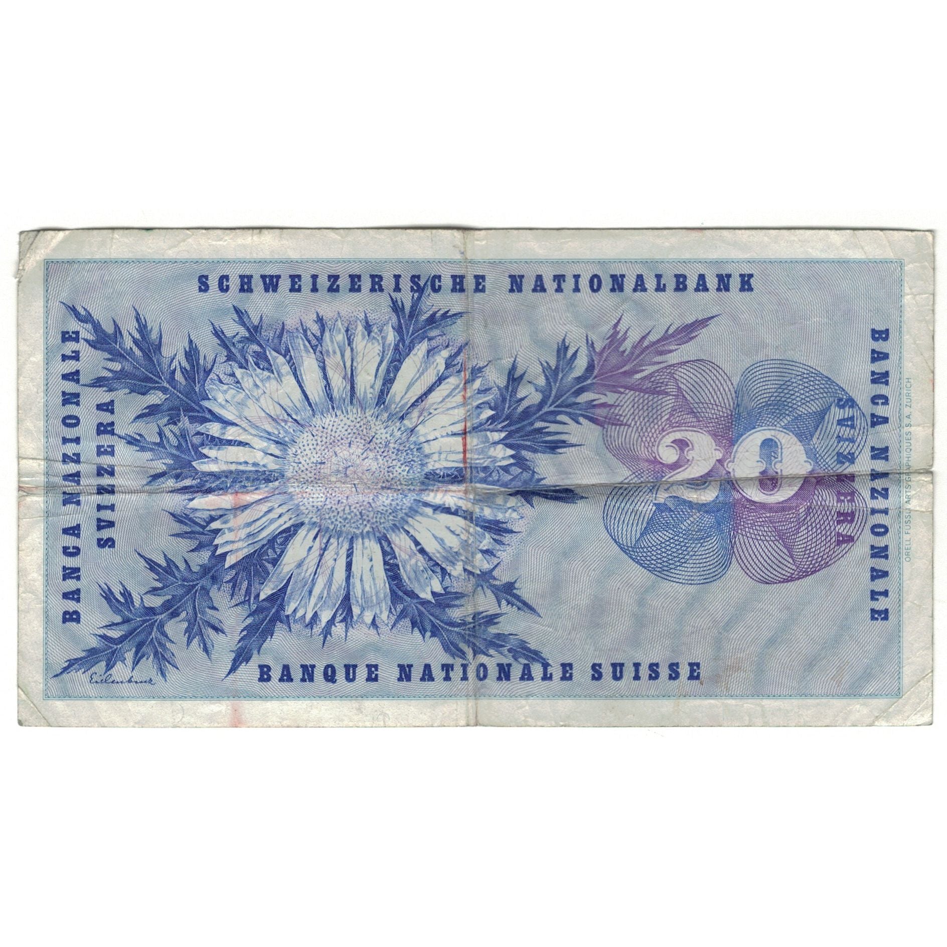 Geldschein, Schweiz, 20 Franken, 1972, 1972-01-24, KM:46t, S