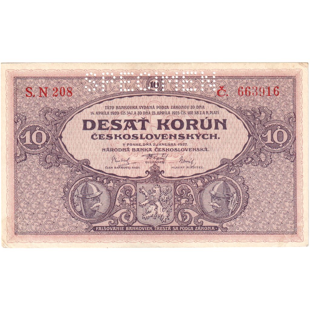Banknote, Czechoslovakia, 10 Korun, 1927, 1927-01-02, UNC(63)