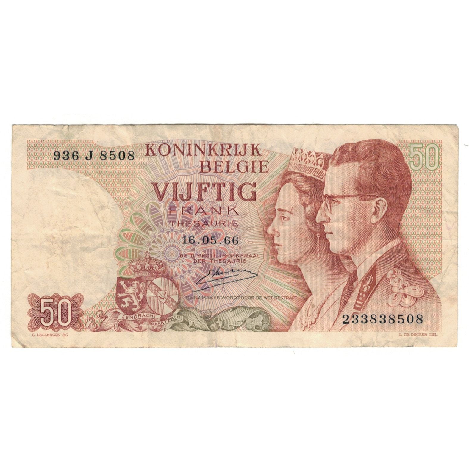 Banknote, Belgium, 50 Francs, 1966, 1966-05-16, KM:139, EF(40-45)