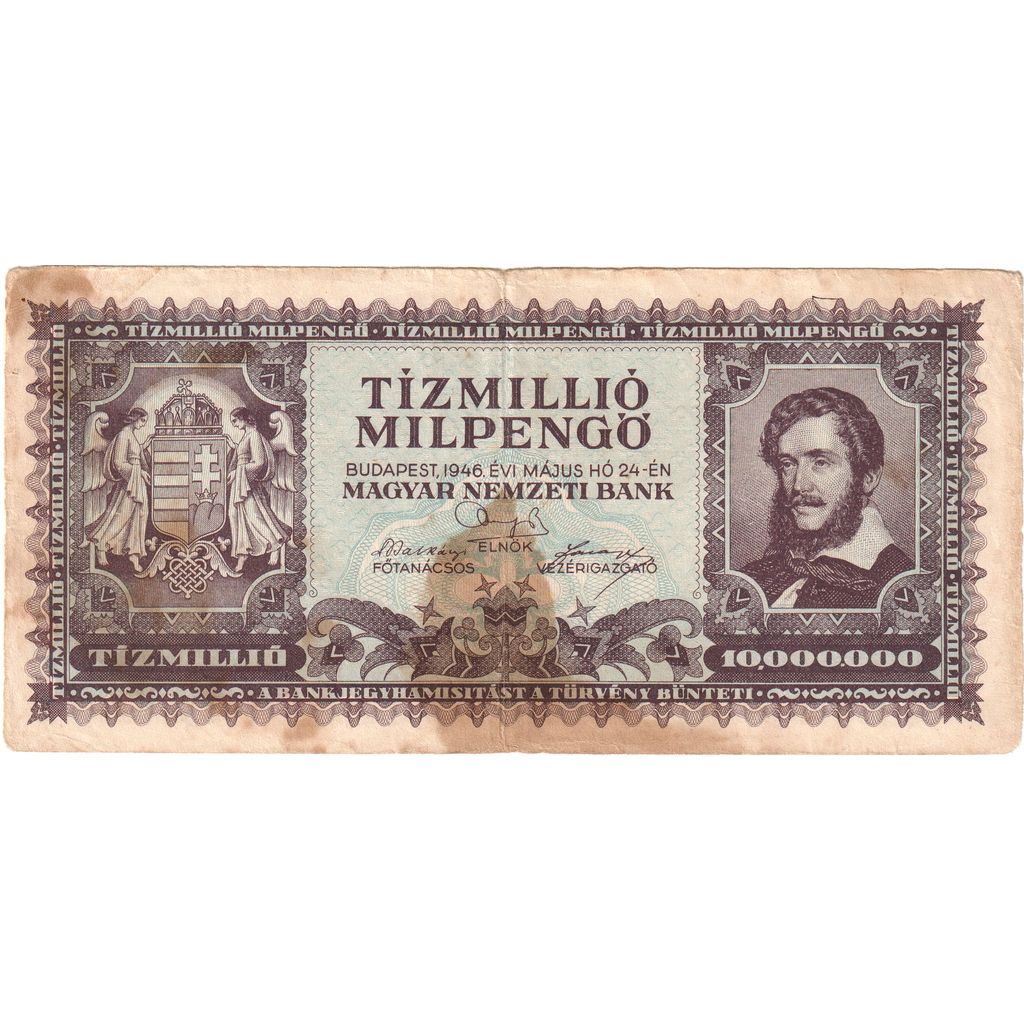 Hungary, 10,000,000 Pengö, VF(20-25)