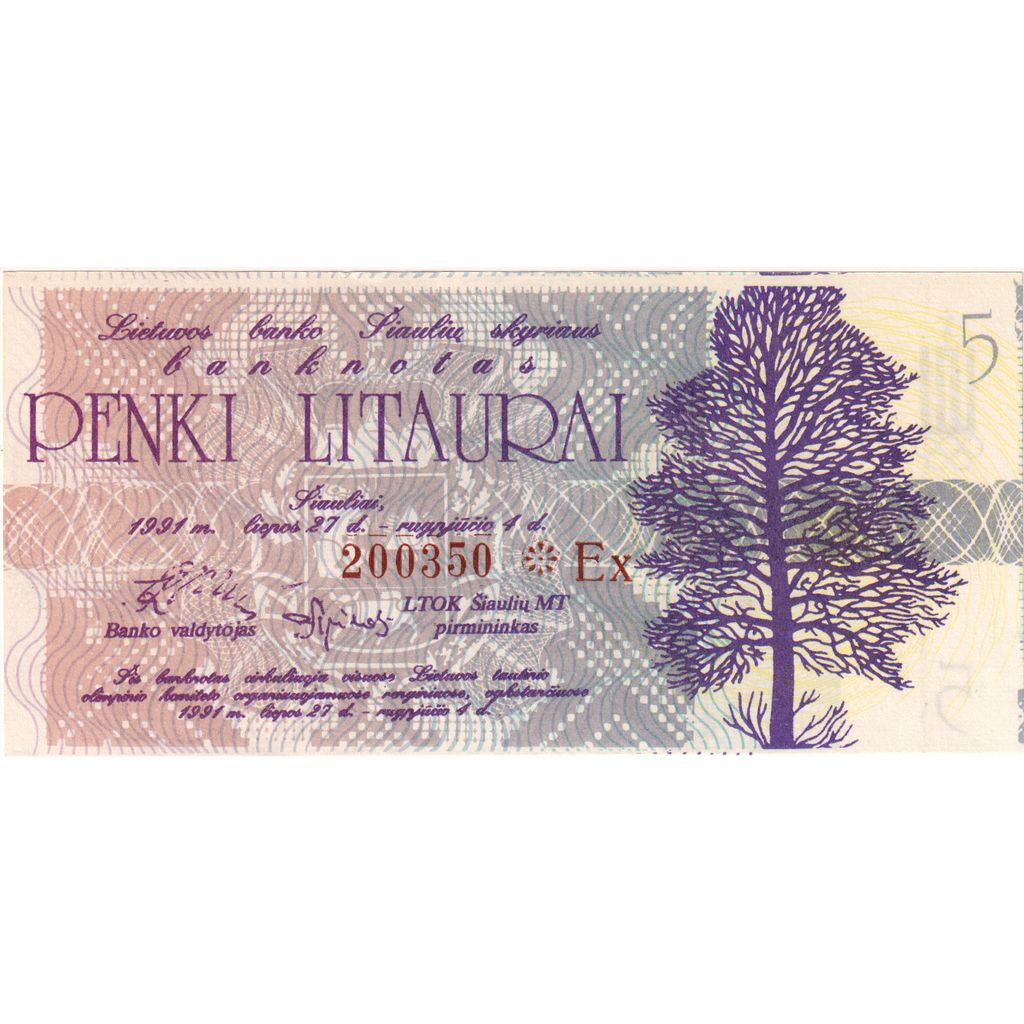 Lituania, 5 Litai, 1991-08-04, OLYMPIC GAMES, FDS