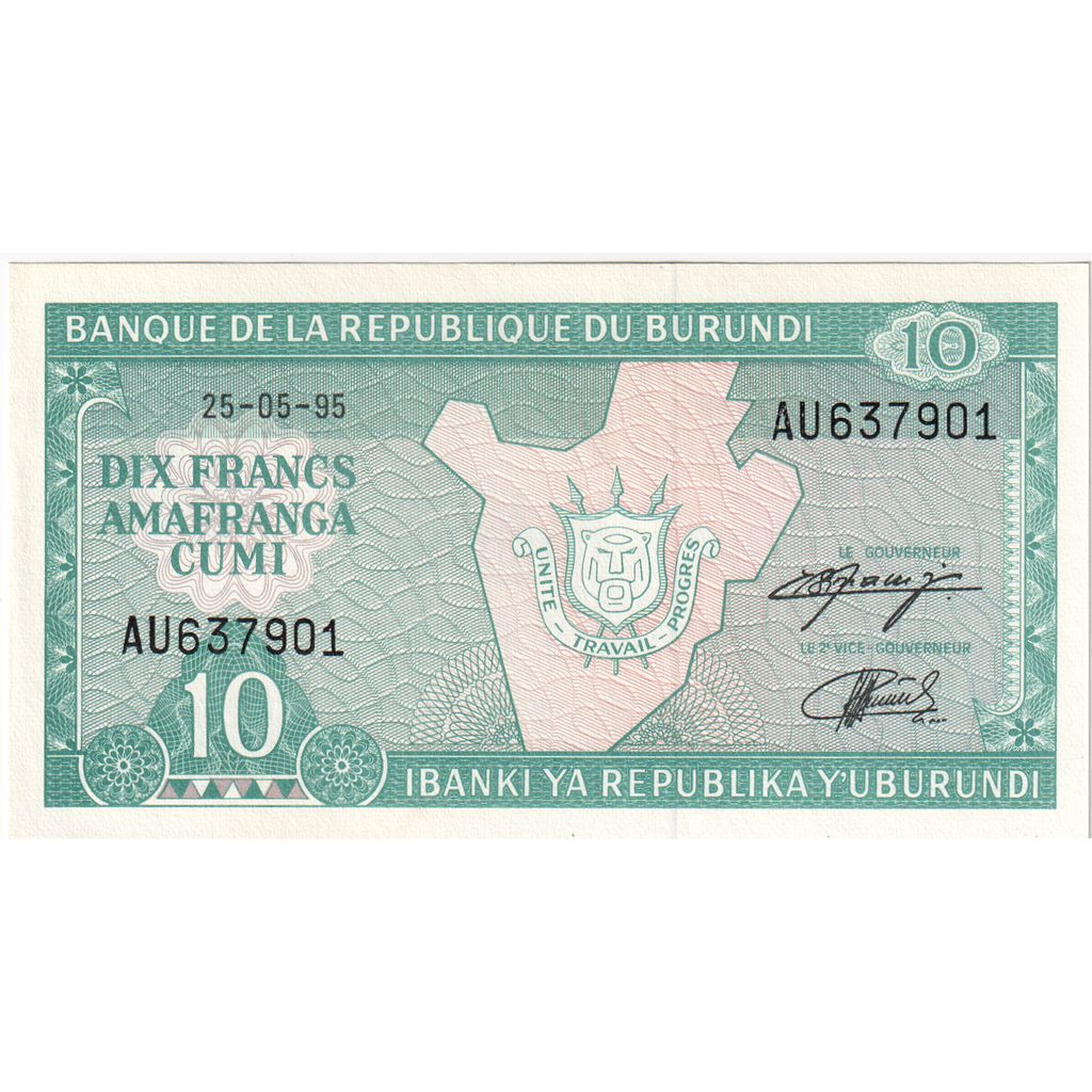 Burundi, 10 Francs, 1995-05-25, NEUF
