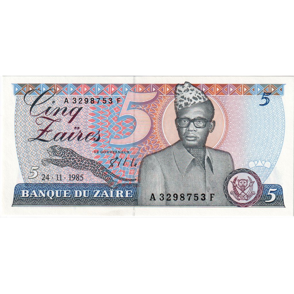 Zaire, 5 Zaïres, 1985-11-24, SPL