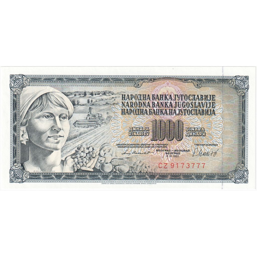 Jugoslávia, 1000 Dinara, 1981-11-04, UNC(65-70)