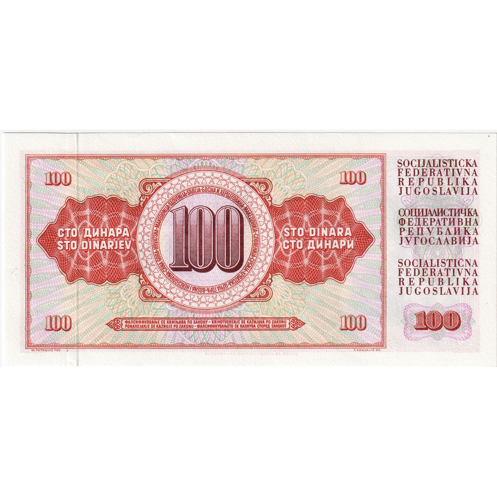 Joegoslaviëe, 100 Dinara, 1965-08-01, NIEUW